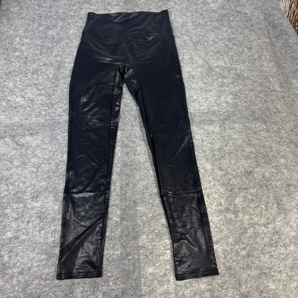 Jane and Bleecker Black Faux Leather Liquid High Waisted Leggings Womens Large